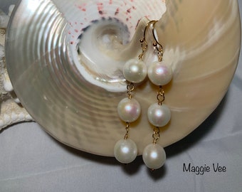 White Freshwater PEARL Earrings