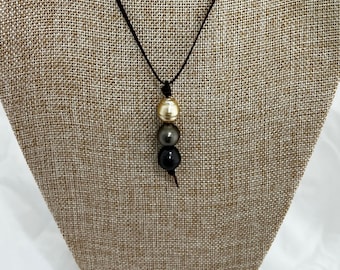 South Sea & Tahitian PEARL TEAR Drop Leather Necklace