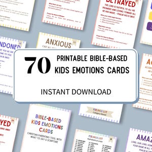 70 Bible Verse Feelings Cards for Kids | Christian Emotion Cards, Emotional Regulation, Scripture Affirmations, Printable PDF