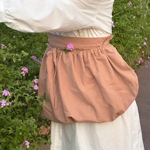 Rynkat trädgårdsförkläde i linnestil med djupa fickor, skördeförkläde med fickor, bondförkläde med midja för kvinnor, bondgårdsförkläde, present till mamma