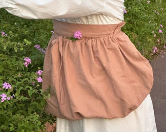 Linen Style Gathered Garden Apron with Deep Pockets, Pocketed Harvest Apron, Waist  Farmer’s Apron for Women, Farmhouse Apron, Gift For Mom