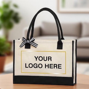 Custom Logo Canvas Tote Bag/Choose Your Personalized Logo Tote Bag/Print Your Logo/Personalized Beach Tote Bag/Buy Wholesale Bulk Tote Bag