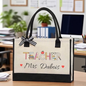 Personalized Teacher Canvas Tote Bag/Custom Teacher Tote bag/Teacher Life Tote/Teacher Bag/Thank You Gift/Back To School Bag/Teacher Gift