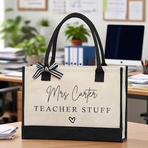 Personalized Teacher Canvas Tote Bag/Custom Teacher Appreciation Gift Bag/Teacher Life Tote/Teacher Name Bag/Thank You Gift/Teacher Gift