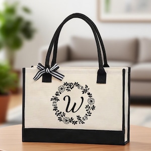 Monogramm Strand Canvas Einkaufstasche / Initial Einkaufstasche / Brief Einkaufstasche / Geburtstagsgeschenk Personalisierte Einkaufstasche / Strandtasche / Monogramm Tasche