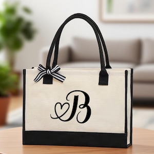 Personalisierte Brautjungfer Tote Bag / Kundenspezifische Monogramm-Einkaufstasche / personalisierte Tragetasche / Kundenspezifische Anfangsleinentasche / Brautjungfer Geschenktasche / Geschenk für Sie