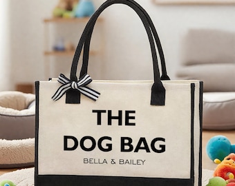 Custom Dog Canvas Tote Bag, Personalized Pet Gift