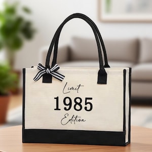 Limited Edition Birthday 1985 Cotton Canvas Tote Bag/40th Birthday Gift For Women/40th Birthday Bags/40th Birthday Celebration Party Gifts