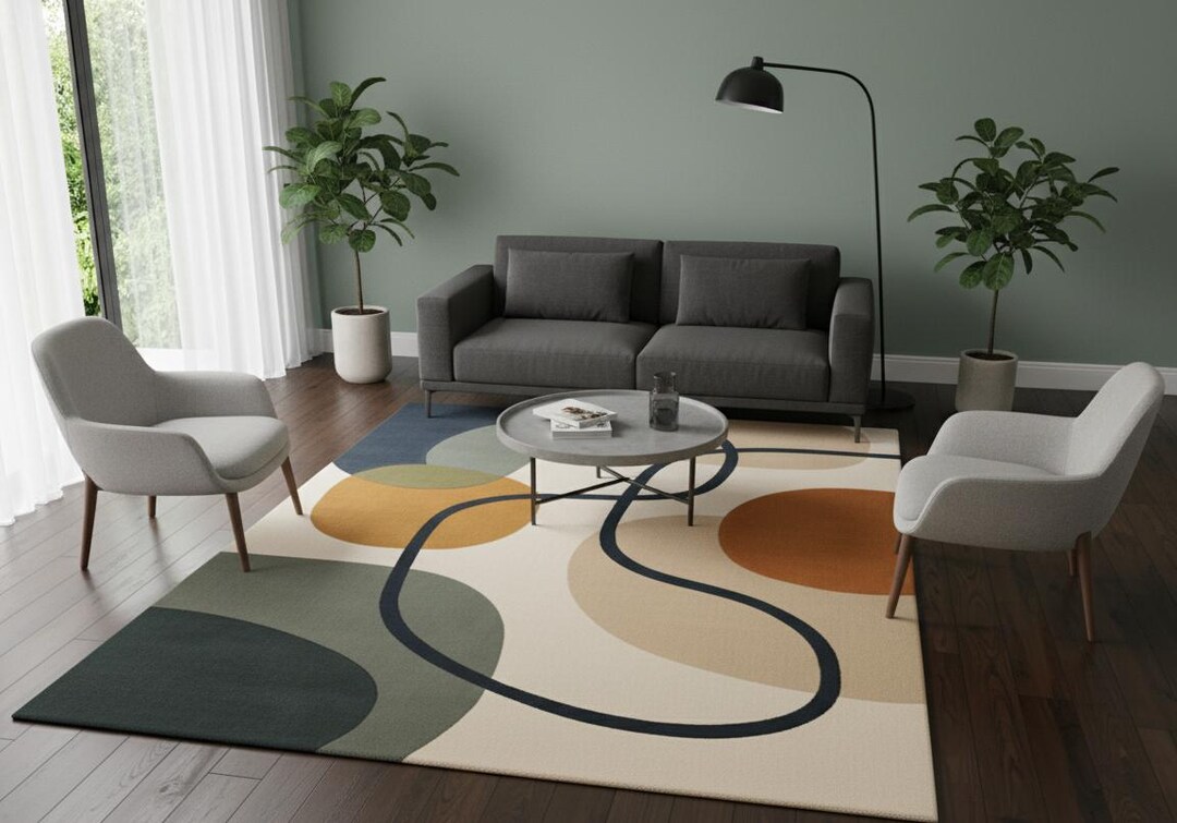 Hand Tufted Abstract Rug – Modern Living Room Carpet, Contemporary Boho ...