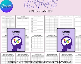 ADHD Planner Digital Download – Printable Focus & Routine Organizer for Adults or Students – Daily Schedule, Habit Tracker  PDF