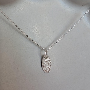 Hammered Sterling Silver Oval Pendant Necklace: Minimalist Handmade Jewelry