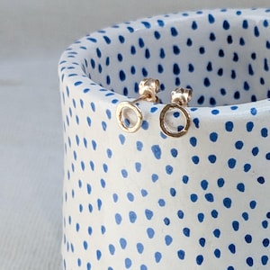 Minimalist 9ct Gold Circle Stud Earrings: Handmade Recycled Gold