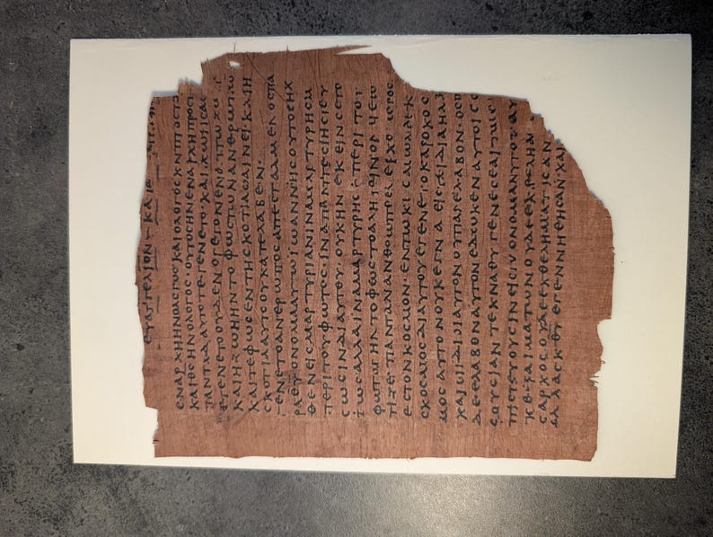 UNFRAMED | John 1:1-25 front and back. Papyrus 66 (P66) Manuscript Replica – Gospel of John Fragment – Ancient Bible Papyrus – Handmade. image 4