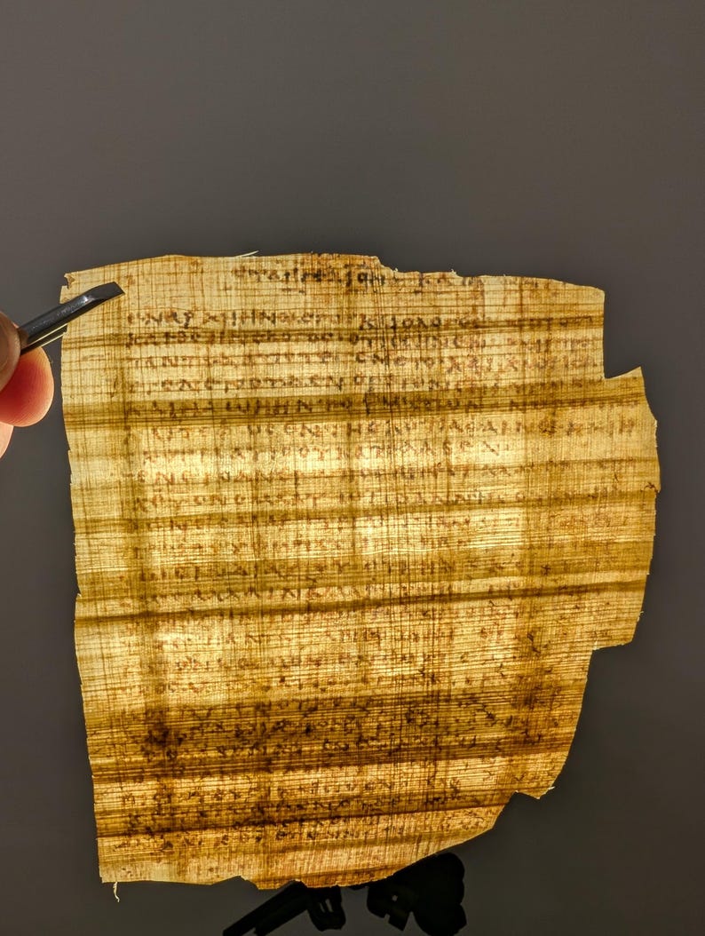 UNFRAMED | John 1:1-25 front and back. Papyrus 66 (P66) Manuscript Replica – Gospel of John Fragment – Ancient Bible Papyrus – Handmade. image 5