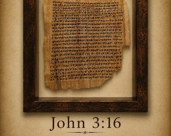 John 3:16 | Papyrus 66 (P66) Manuscript Replica – Gospel of John Fragment – Ancient Bible Egyptian Papyrus – Handmade Historical.