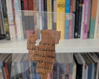 Best Seller | P 52 John Rylands Fragment Replica P52: made from Egyptian Papyrus | Handcrafted Historical Decor. Biblical artifact.