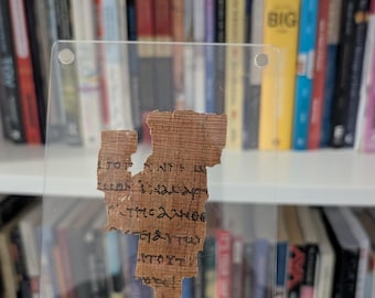 Christian Gift | P52 Fragment Replica: Oldest New Testament Gospel of John |made from Egyptian Papyrus | Christian decor | Manuscript