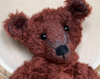 Handmade Red Mohair Teddy Bear ~16" - Traditional Vintage Antique Style - Jointed - Artist Collector OOAK - Humpback with Growler - "Bertie"