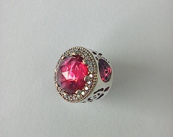 pandora  belle's radiant red rose charm silver s925 ale