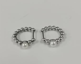 Pandora Treated Freshwater Cultured Pearl & Beads Hoop Earrings