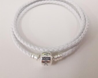 Pandora White/Ivory Triple Leather Bracelet Full Length 57cm( Medium)