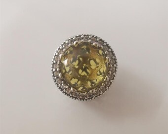 Pandora S925 Charm Radiant Hearts Cerise Yellow Crystal & Clear