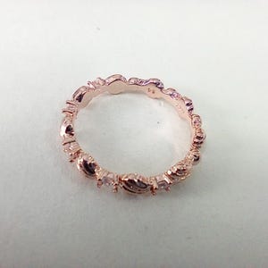 Rose Gold Pandora Beaded Seashell Band Ring S925