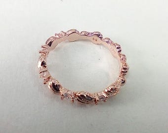 Rose Gold Pandora Beaded Seashell Band Ring S925
