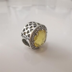 Pandora S925 Charm Radiant Hearts Cerise Yellow Crystal & Clear image 2