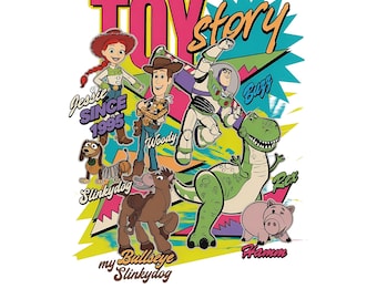 Toy Story Retro PNG, Woody Buzz Lightyear Jessie Rex Bullseye Hamm PNG, Toy Story Story Since 1995 Shirt Design, Disney Digital Download