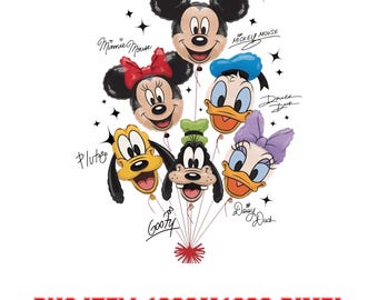 Mickey Balloon PNG, Disney Friends Balloon PNG, Minnie Mouse Donald Duck Daisy Duck PNG, Mickey Birthday, Sublimation Design Download