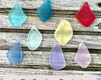 4 Pieces Cultured Sea Glass Flat Freeform Pendant Beads - 25-28mm