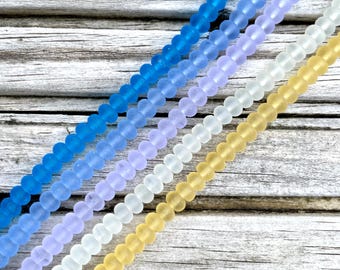 1 Strand Cultured Sea Glass Rondelle Bead Strand 3x4mm - Colour Options
