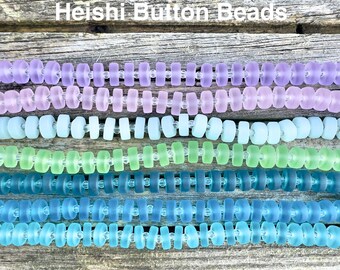 1 Strand Cultured Sea Glass Heishi Button Coin Beads Strand - 9mm