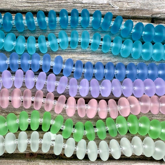 1 Strand Cultured Sea Glass Rondelle Bead Strand 12x3.5mm