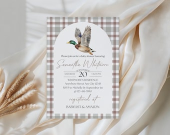 Mallard Duck Baby Shower Invitation Template Digital Download