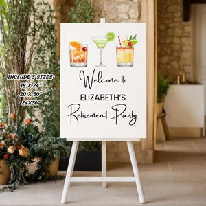 Cocktail Retirement Welcome Sign, Retirement Party Sign, Funny Retirement Welcome Poster, Surprise Retirement Party Sign Template Digital