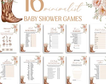Western-Baby-Dusche-Spiele-Bundle, Cowgirl Howdy Baby-Spiele (Digitaler Download)