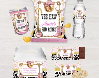 Cowgirl verjaardag chip tas, cowgirl partij printables bundel, rodeo verjaardag gunst, cowgirl rodeo verjaardag afdrukbare sjabloon afdrukbare sjabloon digitale download