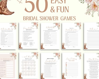 Western Brautdusche Spiele Bundle, Cowgirl-Stiefel und Brunch (Digitaler Download)