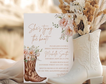 Cowgirl Bridal Shower Invitation: Boots Bridal Invitation Country Western Rustic (Digital Template)