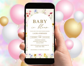 Wildflower Baby Shower Evite: Baby In Bloom Mobile Invitation Template