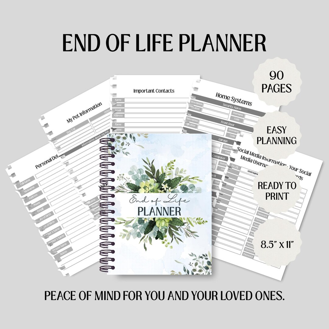End of Life Planner Template Digital Download - Etsy