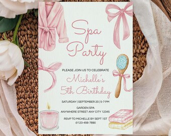 Spa Party Birthday Invitation, Girls Pamper Party Birthday Invite, Kids Birthday Invite, Teen Birthday Invitation, Spa Invitation Digital