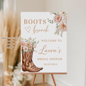 Boots and Brunch Bridal Shower Welcome Sign Template (Digital Download)