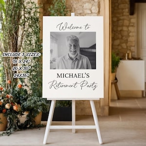 Retirement Party Welcome Sign, Retirement Party Sign with Photo, Modern Retirement Welcome Poster, Retirement Party Sign Template Digital
