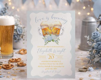 Love is Brewing Bridal Shower Invitation, Cheers and Beers Women Bridal Invite, Bachelorette, Brewery Invite Template Digital Download