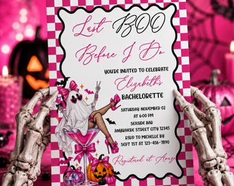 Last BOO Before I do Halloween Bridal Shower Invitation Template Digital Download