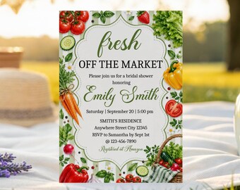 Fresh off the Market Bridal Shower Invitation, Farmer's Market Wedding Shower Invite Template Digital Download