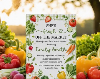 Fresh off the Market Bridal Shower Invitation, Farmer's Market Bachelorette Invite Template Digital Download